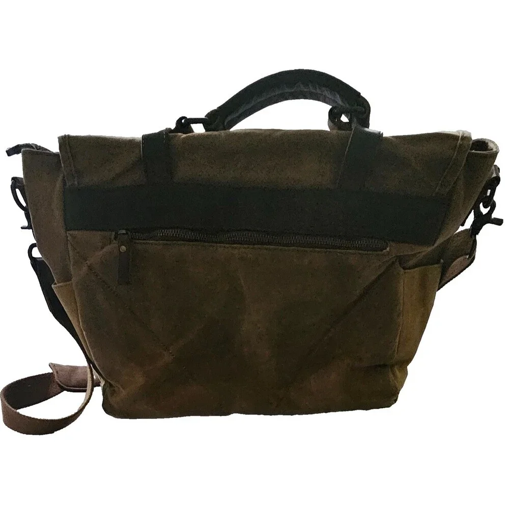 Newhey Waterproof Waxed Canvas Messenger Bag Olive Army Green Laptop Briefcase